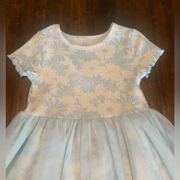 🌟EUC Toddler🌼Daisy Print/Light Blue Tulle Dress Sz 4T - Picture 4 of 12